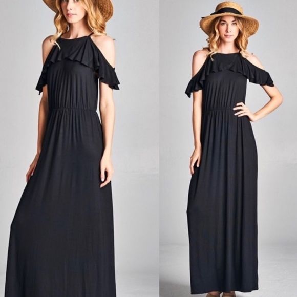 Black cold shoulder maxi dress - Picture 5 of 9